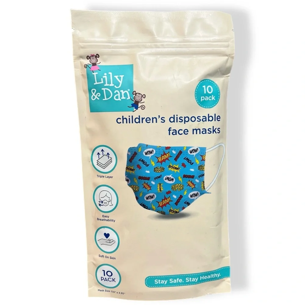 New Lily & Dan Aldi First Shopper 10 Pack Children’s Disposable Kids Face Masks